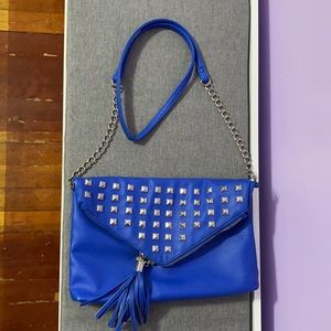 Cobalt blue bag with silver studs